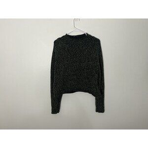 Lululemon Cashmere Cotton Mock Neck Ribbed Green Knit Sweater Size 12